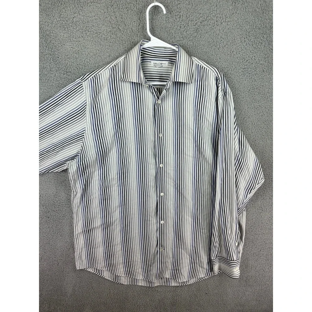 Banana Republic Shirt Mens 17.5 Extra Large Button Up Long Sleeve Striped Dress